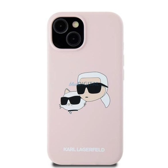 Karl Lagerfeld Silicone Karl&Choupette MagSafe-kompatibilis tok iPhone 15 / 14 / 13 - rózsaszín