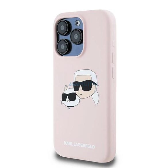 Karl Lagerfeld Silicone Karl & Choupette Head MagSafe MagSafe-kompatibilis tok iPhone 15 Pro - rózsaszín