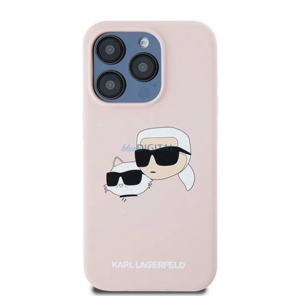 Karl Lagerfeld Silicone Karl & Choupette Head MagSafe MagSafe-kompatibilis tok iPhone 15 Pro - rózsaszín