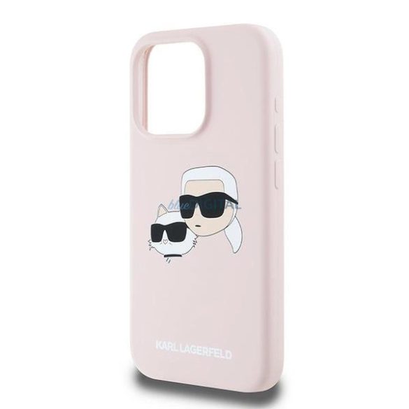 Karl Lagerfeld Silicone Karl & Choupette Head MagSafe MagSafe-kompatibilis tok iPhone 15 Pro - rózsaszín