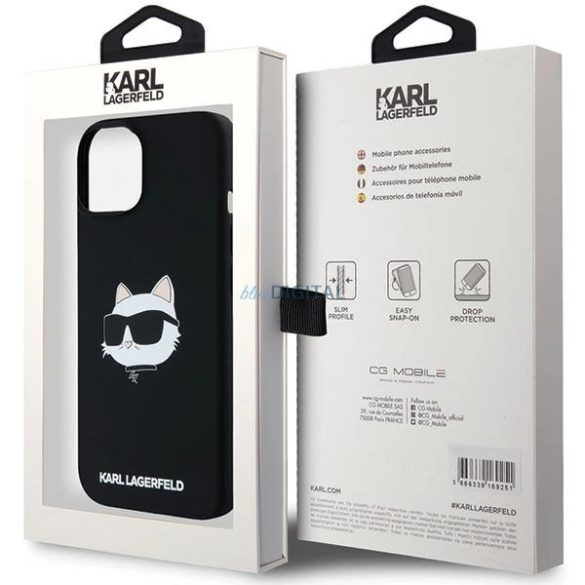 Karl Lagerfeld Silicone Choupette Head MagSafe-kompatibilis tok iPhone 15/14/13 - fekete