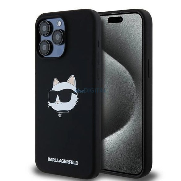 Karl Lagerfeld Silicone Choupette Head MagSafe-kompatibilis tok iPhone 15 Pro - fekete