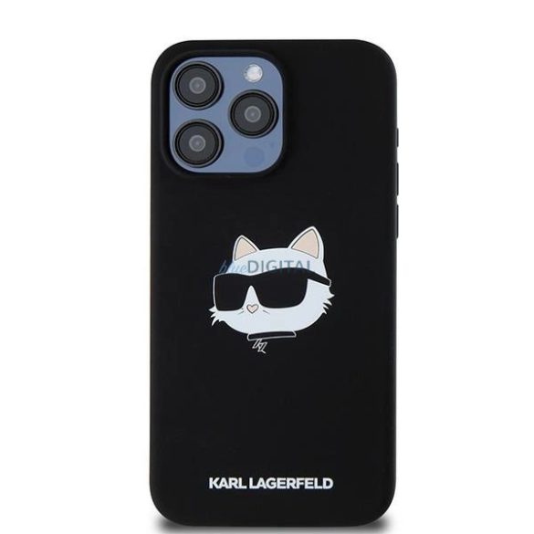 Karl Lagerfeld Silicone Choupette Head MagSafe-kompatibilis tok iPhone 15 Pro - fekete