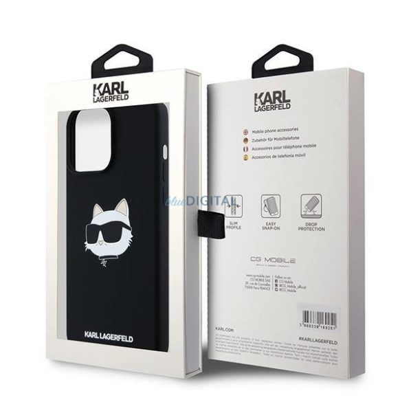 Karl Lagerfeld Silicone Choupette Head MagSafe-kompatibilis tok iPhone 15 Pro - fekete