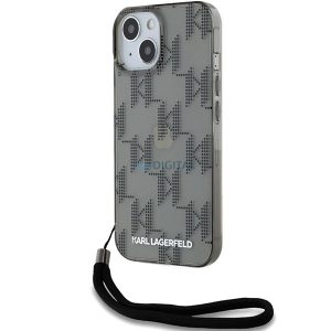 Karl Lagerfeld IML Mono KL Pattern & Cord tok iPhone 15/14/13 - fekete