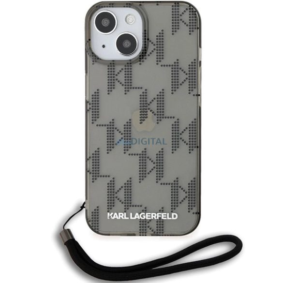 Karl Lagerfeld IML Mono KL Pattern & Cord tok iPhone 15/14/13 - fekete