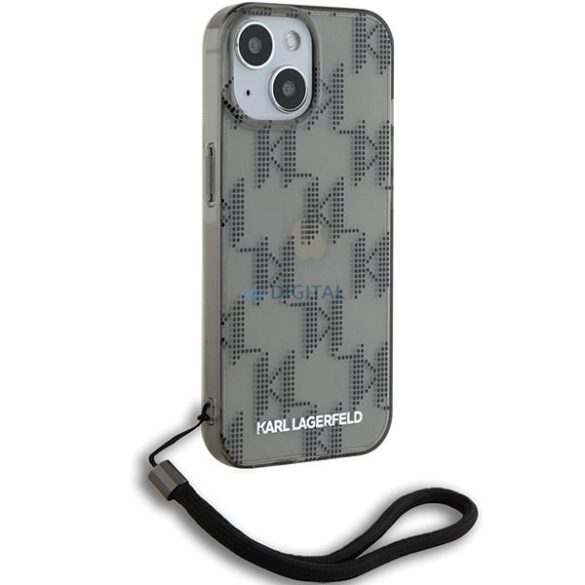 Karl Lagerfeld IML Mono KL Pattern & Cord tok iPhone 15/14/13 - fekete