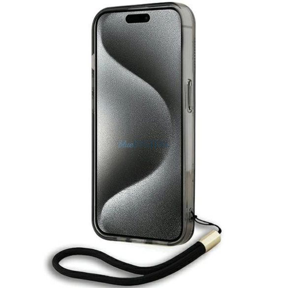 Karl Lagerfeld IML Mono KL Pattern & Cord tok iPhone 15 Pro - fekete