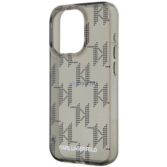 Karl Lagerfeld IML Mono KL Pattern & Cord tok iPhone 15 Pro - fekete