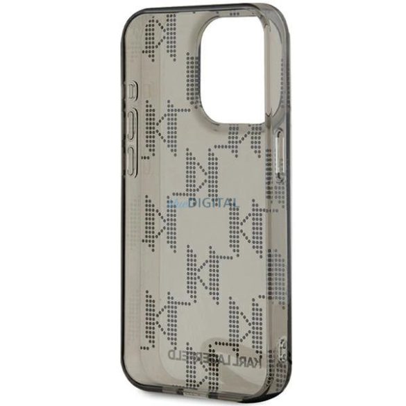 Karl Lagerfeld IML Mono KL Pattern & Cord tok iPhone 15 Pro - fekete