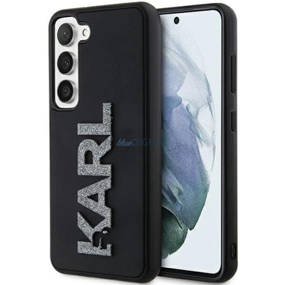 Karl Lagerfeld 3D Rubber Glitter Logo tok Samsung Galaxy S24 - fekete