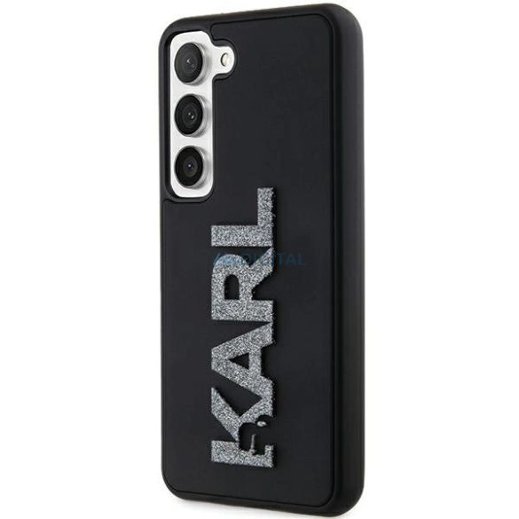 Karl Lagerfeld 3D Rubber Glitter Logo tok Samsung Galaxy S24 - fekete