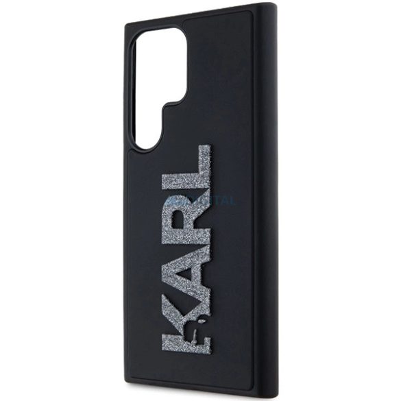 Karl Lagerfeld 3D Rubber Glitter Logo tok Samsung Galaxy S24 Ultra - fekete