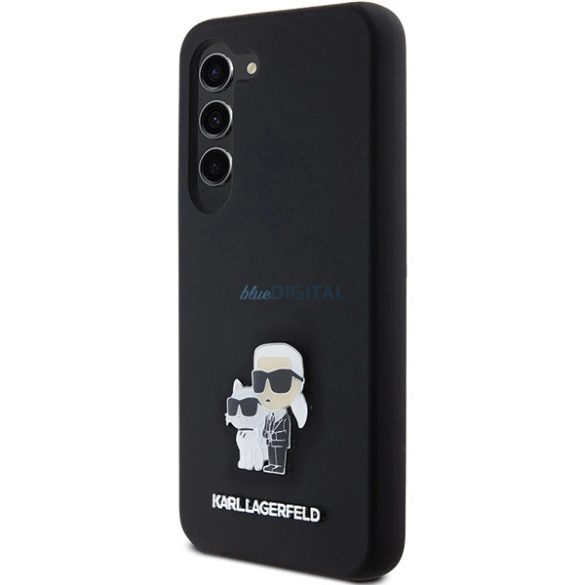 Karl Lagerfeld Silicone Karl&Choupette Metal Pin tok Samsung Galaxy S24 - fekete