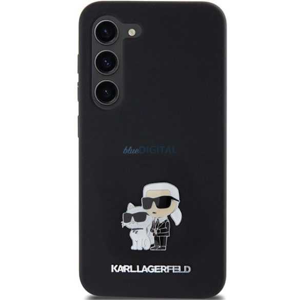 Karl Lagerfeld Silicone Karl&Choupette Metal Pin tok Samsung Galaxy S24 - fekete