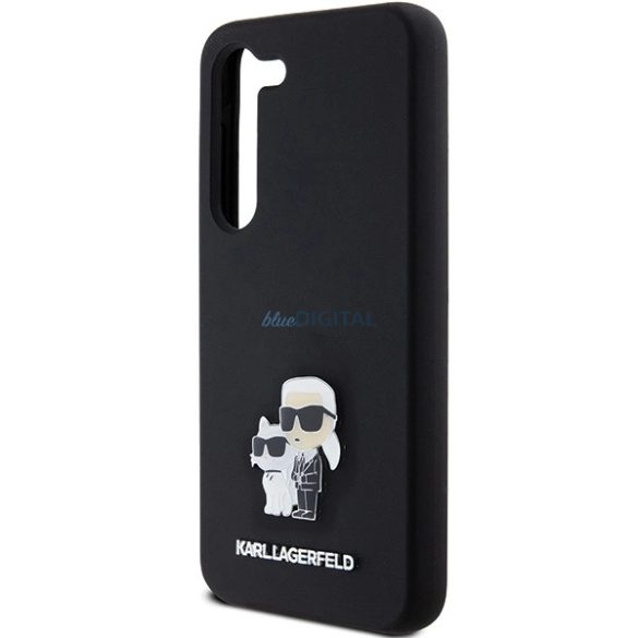 Karl Lagerfeld Silicone Karl&Choupette Metal Pin tok Samsung Galaxy S24 - fekete