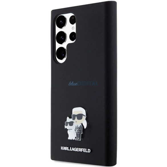 Karl Lagerfeld Silicone Karl&Choupette Metal Pin tok Samsung Galaxy S24 Ultra - fekete