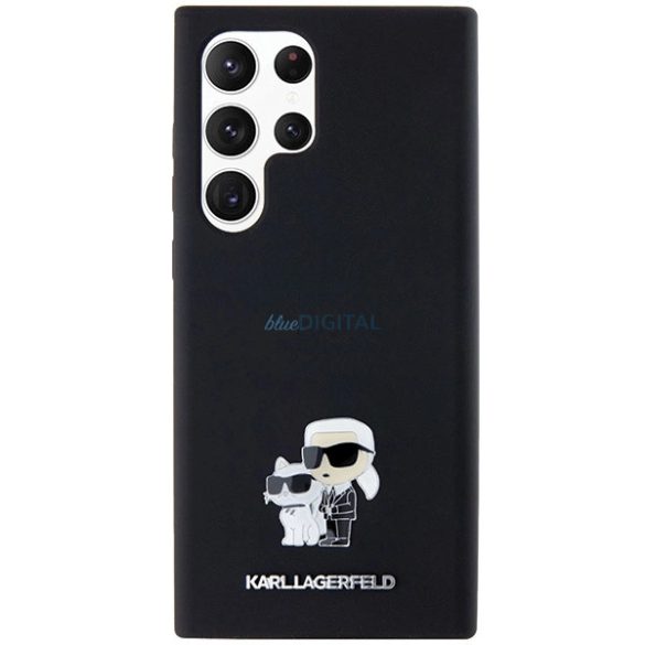 Karl Lagerfeld Silicone Karl&Choupette Metal Pin tok Samsung Galaxy S24 Ultra - fekete