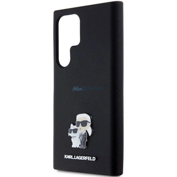 Karl Lagerfeld Silicone Karl&Choupette Metal Pin tok Samsung Galaxy S24 Ultra - fekete