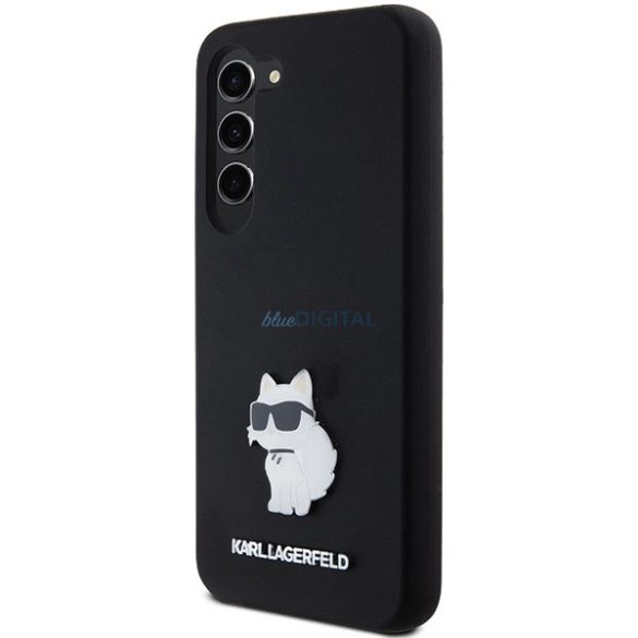 Karl Lagerfeld Silicone Choupette Metal Pin tok Samsung Galaxy S24 - fekete