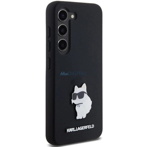 Karl Lagerfeld Silicone Choupette Metal Pin tok Samsung Galaxy S24 - fekete