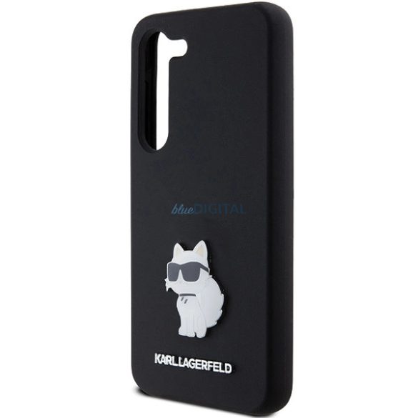 Karl Lagerfeld Silicone Choupette Metal Pin tok Samsung Galaxy S24 - fekete