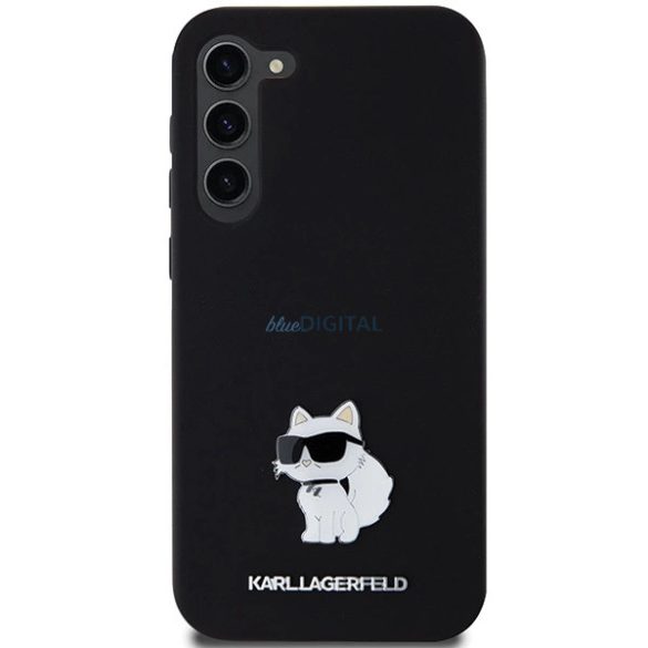 Karl Lagerfeld Silicone Choupette Metal Pin tok Samsung Galaxy S24 Plus - fekete