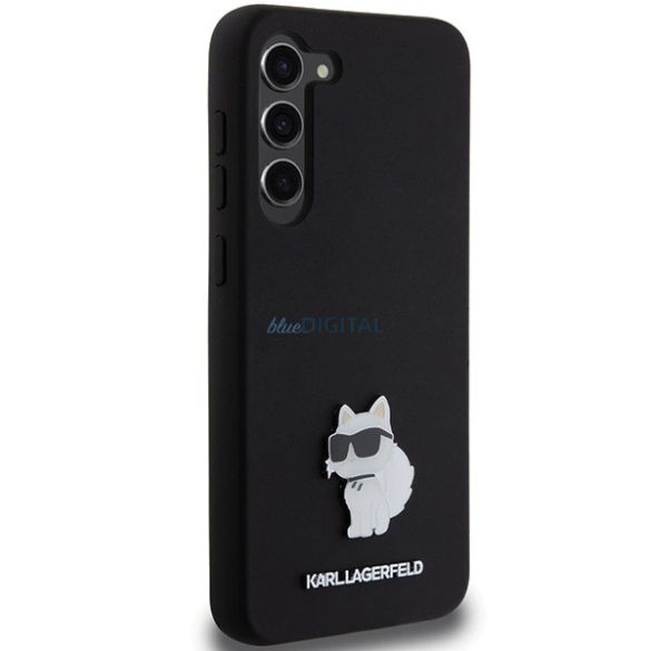 Karl Lagerfeld Silicone Choupette Metal Pin tok Samsung Galaxy S24 Plus - fekete