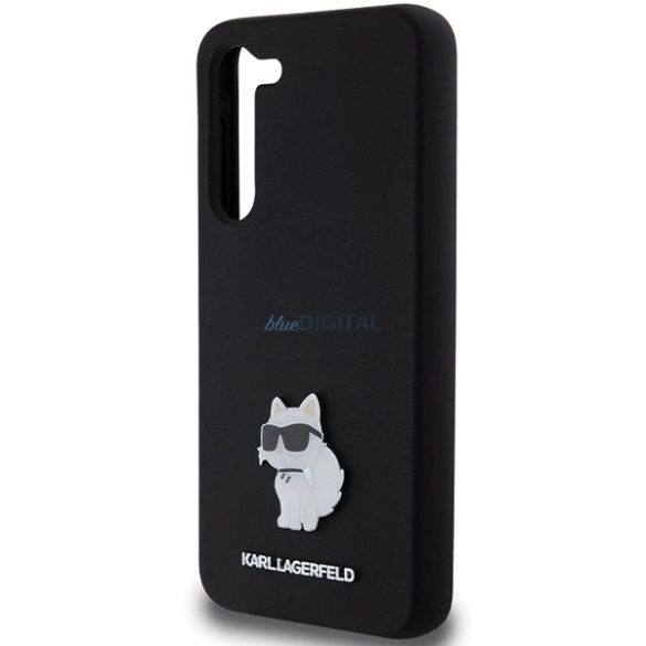 Karl Lagerfeld Silicone Choupette Metal Pin tok Samsung Galaxy S24 Plus - fekete