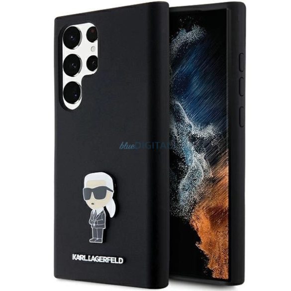 Karl Lagerfeld Silicone ikonikus Metal Pin tok Samsung Galaxy S24 Ultra - fekete