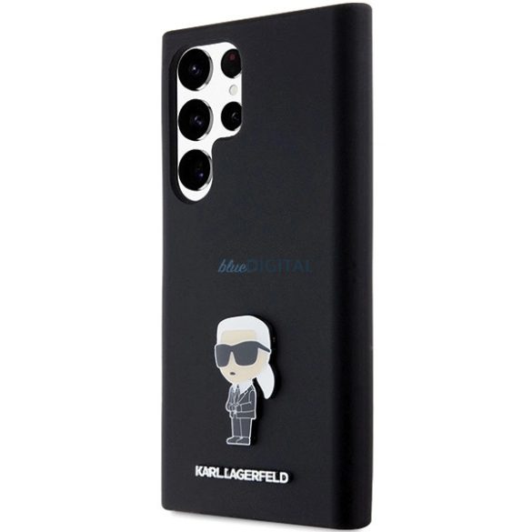 Karl Lagerfeld Silicone ikonikus Metal Pin tok Samsung Galaxy S24 Ultra - fekete