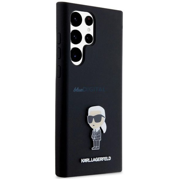 Karl Lagerfeld Silicone ikonikus Metal Pin tok Samsung Galaxy S24 Ultra - fekete