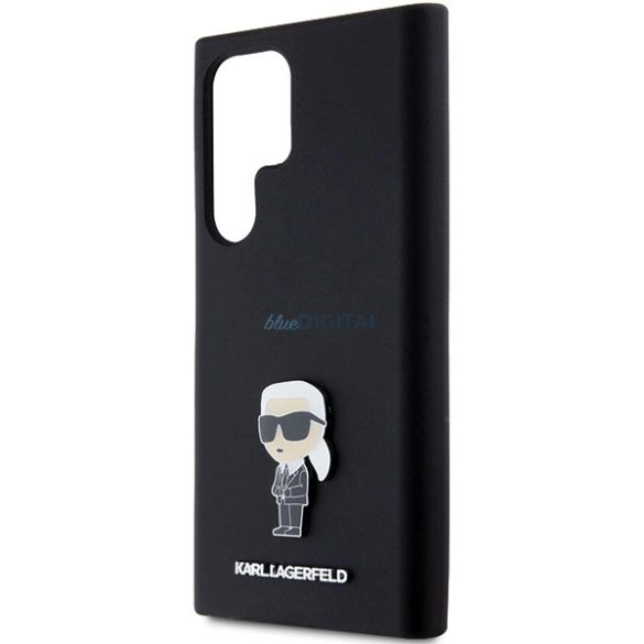 Karl Lagerfeld Silicone ikonikus Metal Pin tok Samsung Galaxy S24 Ultra - fekete