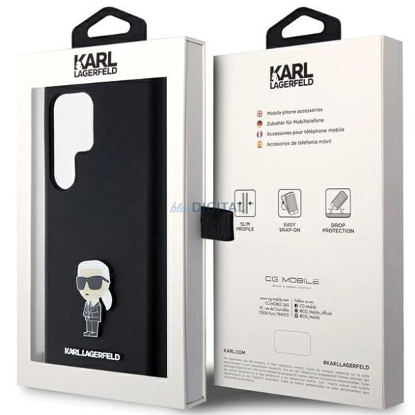 Karl Lagerfeld Silicone ikonikus Metal Pin tok Samsung Galaxy S24 Ultra - fekete