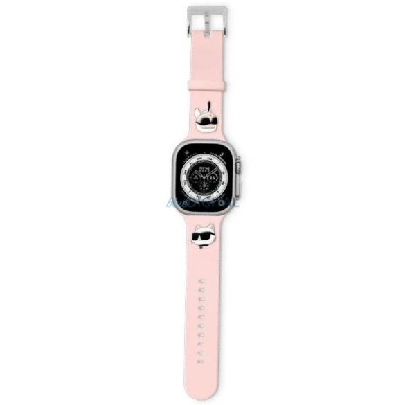 Karl Lagerfeld 3D Rubber Karl&Choupette Heads szíj Apple Watch 38/40/41mm - rózsaszín