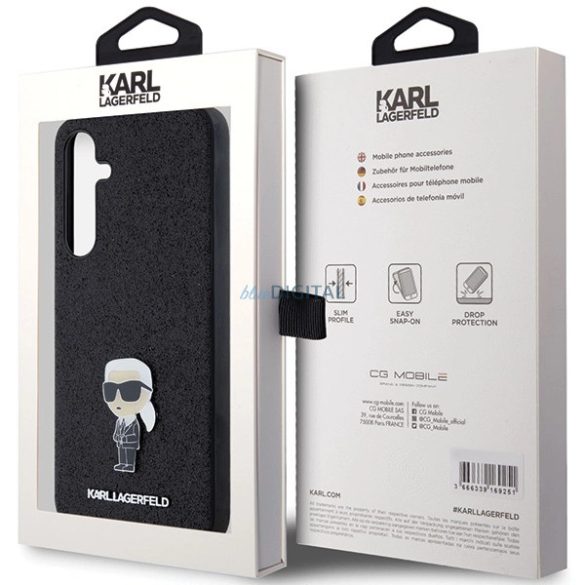 Karl Lagerfeld Fixed Glitter Ikonik Logo Metal Pin tok Samsung Galaxy A35 - fekete