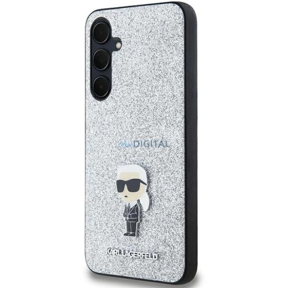 Karl Lagerfeld Fixed Glitter Ikonik Logo Metal Pin tok Samsung Galaxy A55 - ezüst