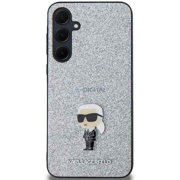 Karl Lagerfeld Fixed Glitter Ikonik Logo Metal Pin tok Samsung Galaxy A55 - ezüst