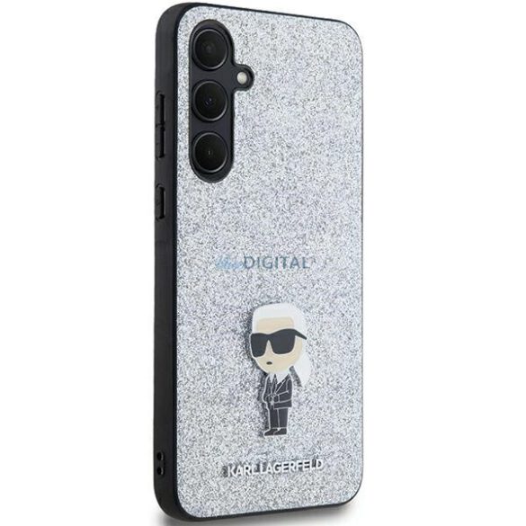 Karl Lagerfeld Fixed Glitter Ikonik Logo Metal Pin tok Samsung Galaxy A55 - ezüst