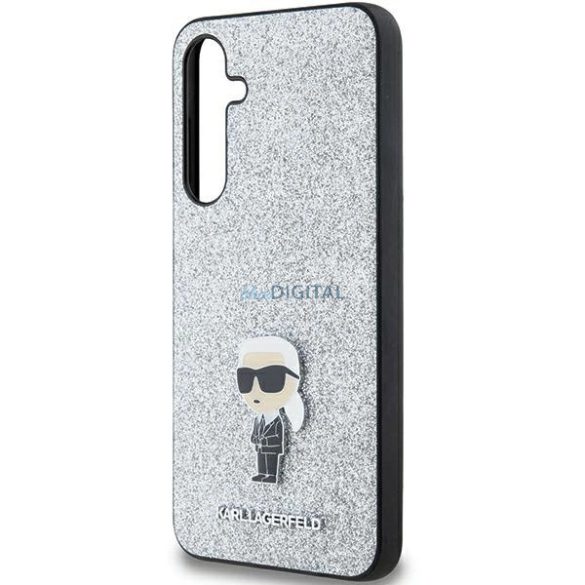 Karl Lagerfeld Fixed Glitter Ikonik Logo Metal Pin tok Samsung Galaxy A55 - ezüst