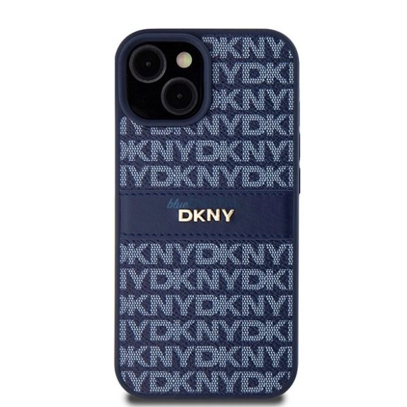 DKNY Leather Mono Stripe & Metal Logo tok iPhone 15 / 14 / 13 - kék