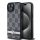 DKNY Leather Checkered Mono Pattern & Printed Stripes tok iPhone 15 / 14 / 13 - fekete