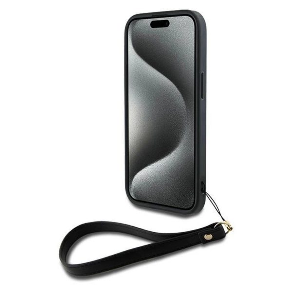 DKNY Wrist Strap Stock Logo tok iPhone 15 Plus - fekete