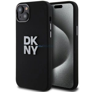 DKNY Liquid Silicone Metal Logo tok iPhone 15 / 14 / 13 - fekete