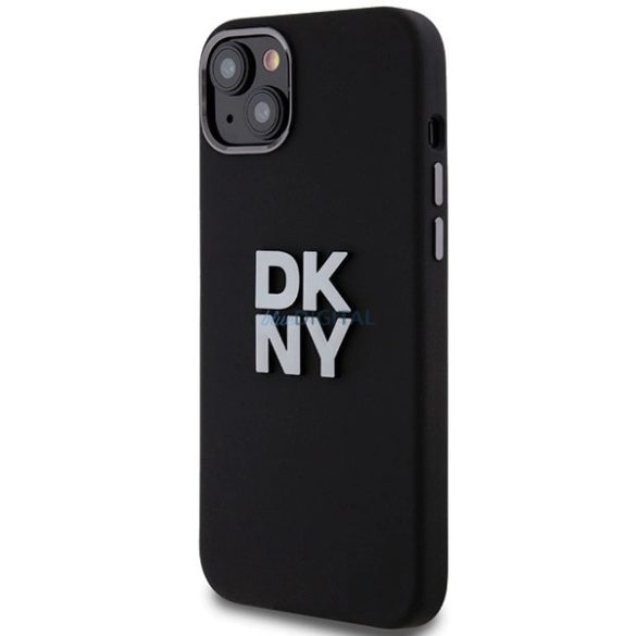 DKNYLiquid Silicone Metal Logo tok iPhone 15 Plus / 14 Plus - fekete