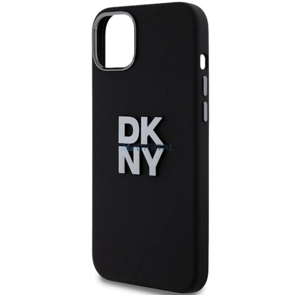 DKNYLiquid Silicone Metal Logo tok iPhone 15 Plus / 14 Plus - fekete