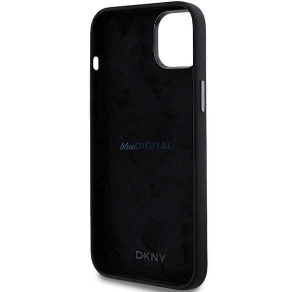 DKNYLiquid Silicone Metal Logo tok iPhone 15 Plus / 14 Plus - fekete