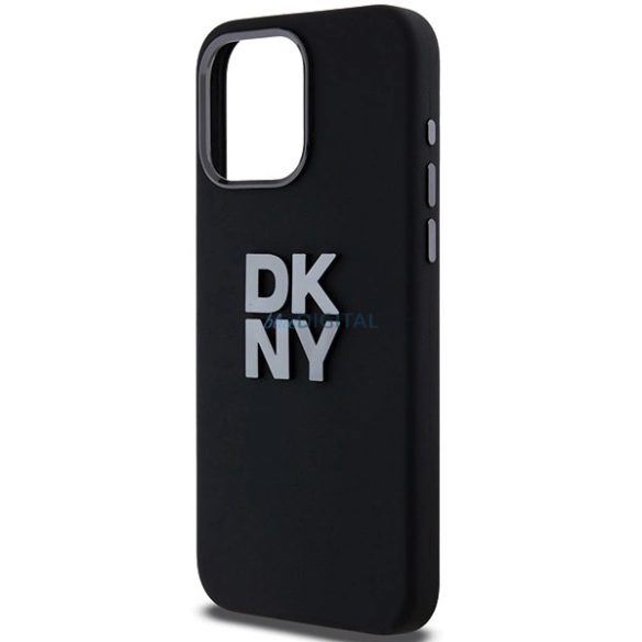 DKNYLiquid Silicone Metal Logo tok iPhone 15 Pro - fekete