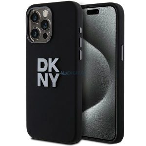 DKNY Liquid Silicone Metal Logo tok iPhone 15 Pro Max - fekete