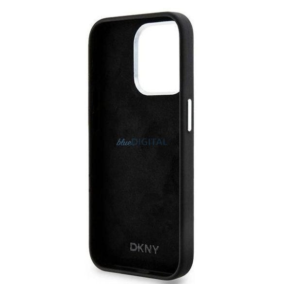 DKNY Liquid Silicone Small Metal Logo MagSafe kompatibilis tok iPhone 14 Pro - fekete